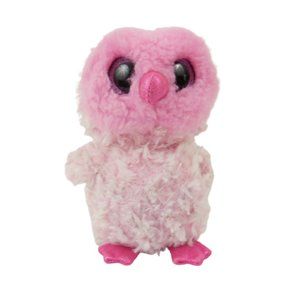 Ty Beanie Boo Pink Barn Owl Plush Twiggy 6 inch Pink Glitter Eyes 2017